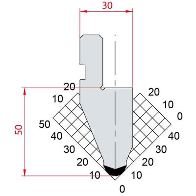 1054: Poinçon 45° r6 h50