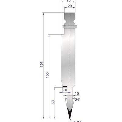 1250: Poinçon à écraser 24° r0.6 h195