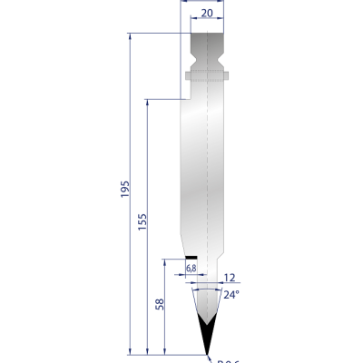 1251: Poinçon à écraser 24° r0.6 h195