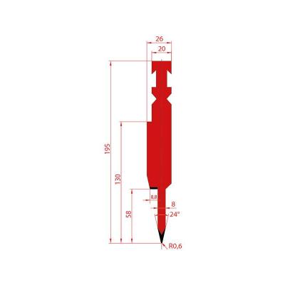 1252: Poinçon à écraser 24° r0.6 h195