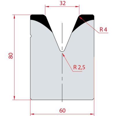 2088: Matrice acier C45 V:32 à 45° H:80