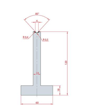 3093: Matrice en T acier C45 V:6 à 85° H:120