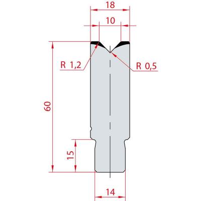 3161: Insert matrice à 88°, hauteur 60 mm, V10