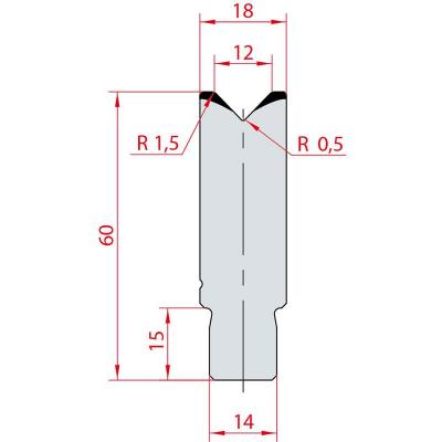 3162: Insert matrice à 88°, hauteur 60 mm, V12