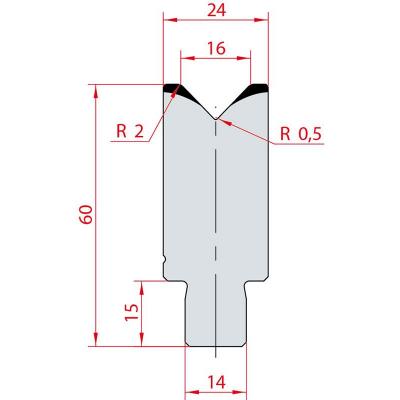 3163: Insert matrice à 88°, hauteur 60 mm, V16