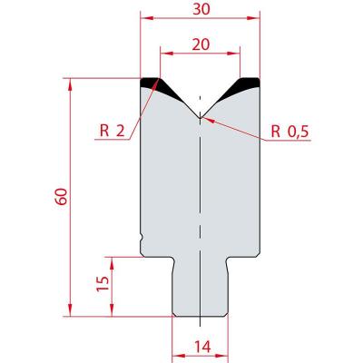 3164: Insert matrice à 88°, hauteur 60 mm, V20