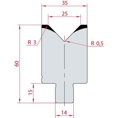 3165: Insert matrice à 88°, hauteur 60 mm, V25