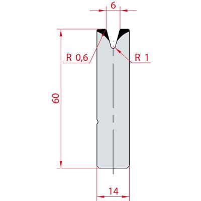 3166: Insert matrice à 30°, hauteur 60 mm, V6