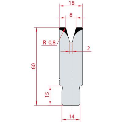 3167: Insert matrice à 30°, hauteur 60 mm, V8