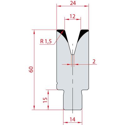 3169: Insert matrice à 30°, hauteur 60 mm, V12