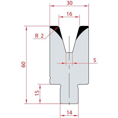 3170: Insert matrice à 30°, hauteur 60 mm, V16