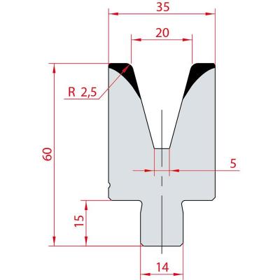 3171: Insert matrice à 30°, hauteur 60 mm, V20