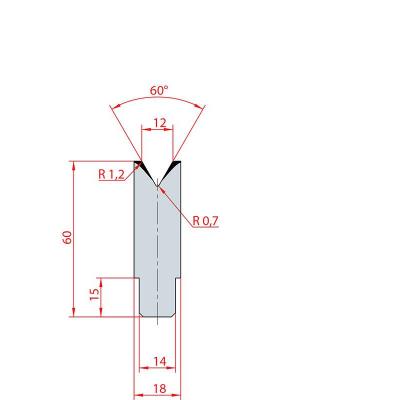 3196: Insert matrice à 60°, hauteur 60 mm, V12