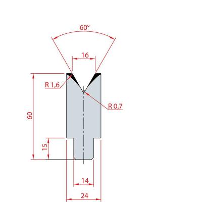 3197: Insert matrice à 60°, hauteur 60 mm, V16