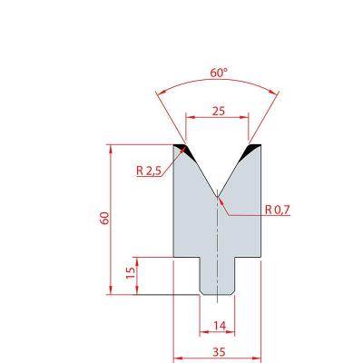 3199: Insert matrice à 60°, hauteur 60 mm, V25