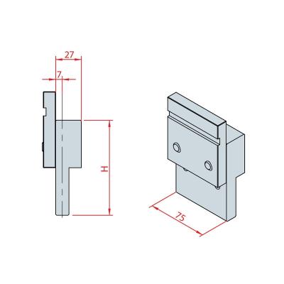 4226: Intermédiaire H 100, lg 75mm