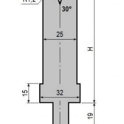 V10-30: matrice V10 à 30°, H90 mm