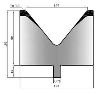 V100-78: matrice V100 à 78°, H90 mm