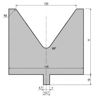 V120-60: matrice V120 à 60°, H90 mm