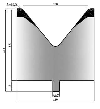 V120-78: matrice V120 à 78°, H90 mm