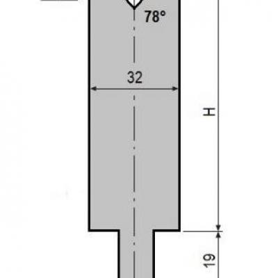 V20-78: matrice V20 à 78°, H90 mm