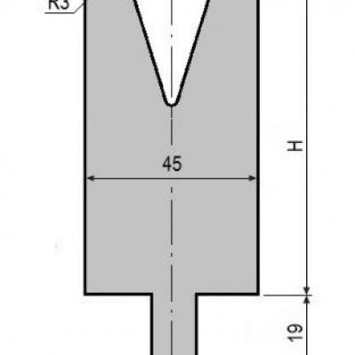 V24-30: matrice V24 à 30°, H90 mm