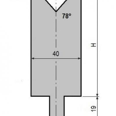 V30-78: matrice V30 à 78°, H90 mm