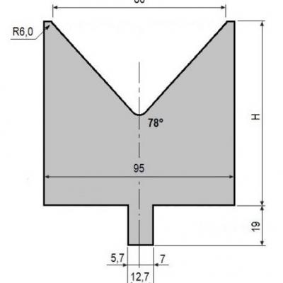 V80-78: matrice V80 à 78°, H90 mm